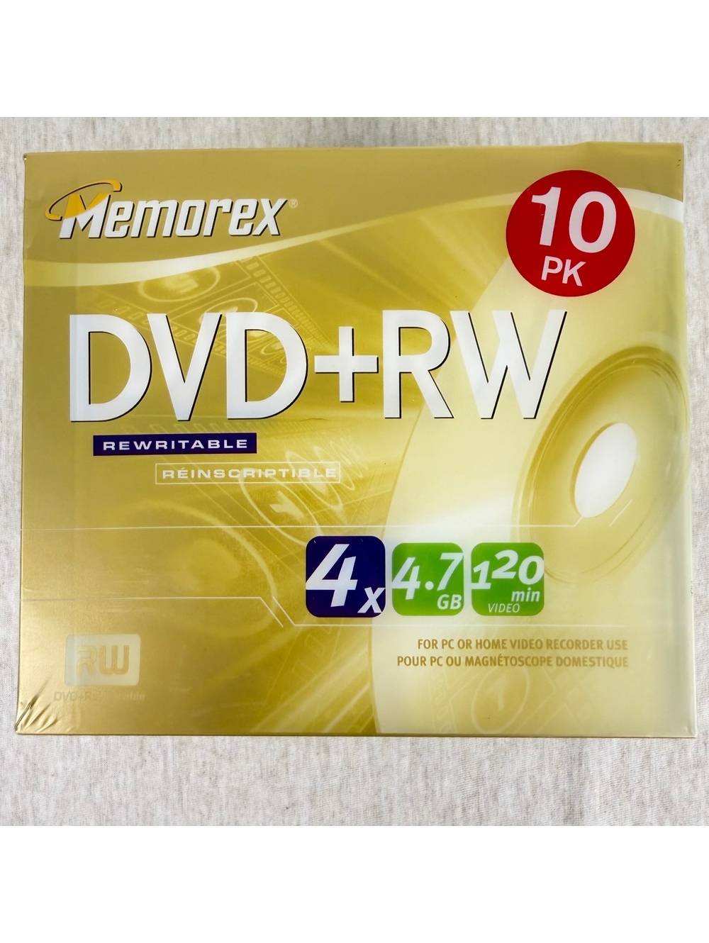 Memorex DVD+RW 10 Pack 4X 4.7GB 120 Min Blank Discs Sealed NOS